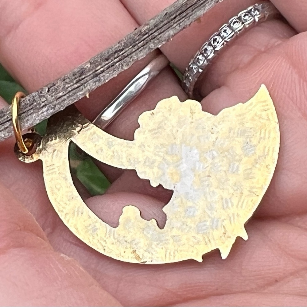 Vintage Cloisonné Moon & Floral Enamel Pendant / Charm – Enamel on Metal - Picture 3 of 3